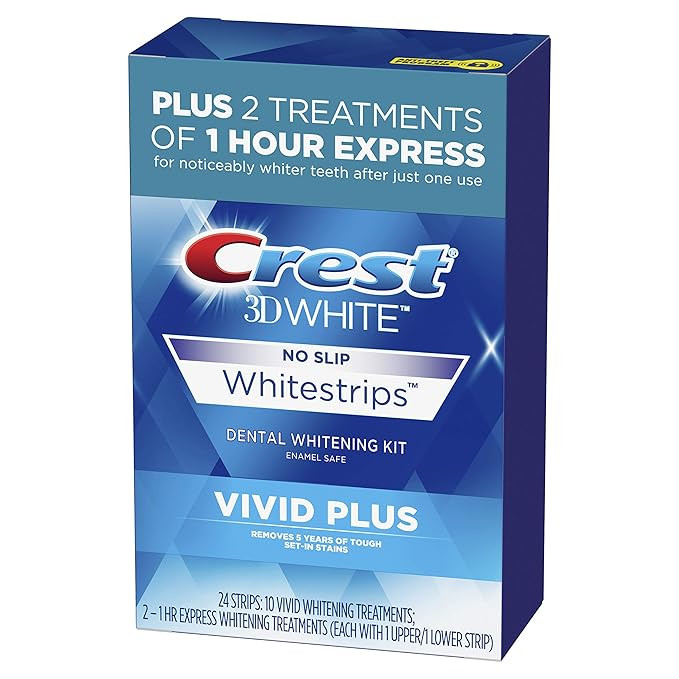 Crest 3D White Whitestrips Vivid Plus Teeth Whitening Kit, 24 Individual Strips (10 Vivid Plus Tr... | Amazon (US)