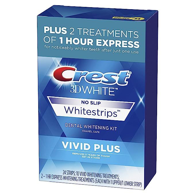 Crest 3D White Whitestrips Vivid Plus Teeth Whitening Kit, 24 Individual Strips (10 Vivid Plus Tr... | Amazon (US)