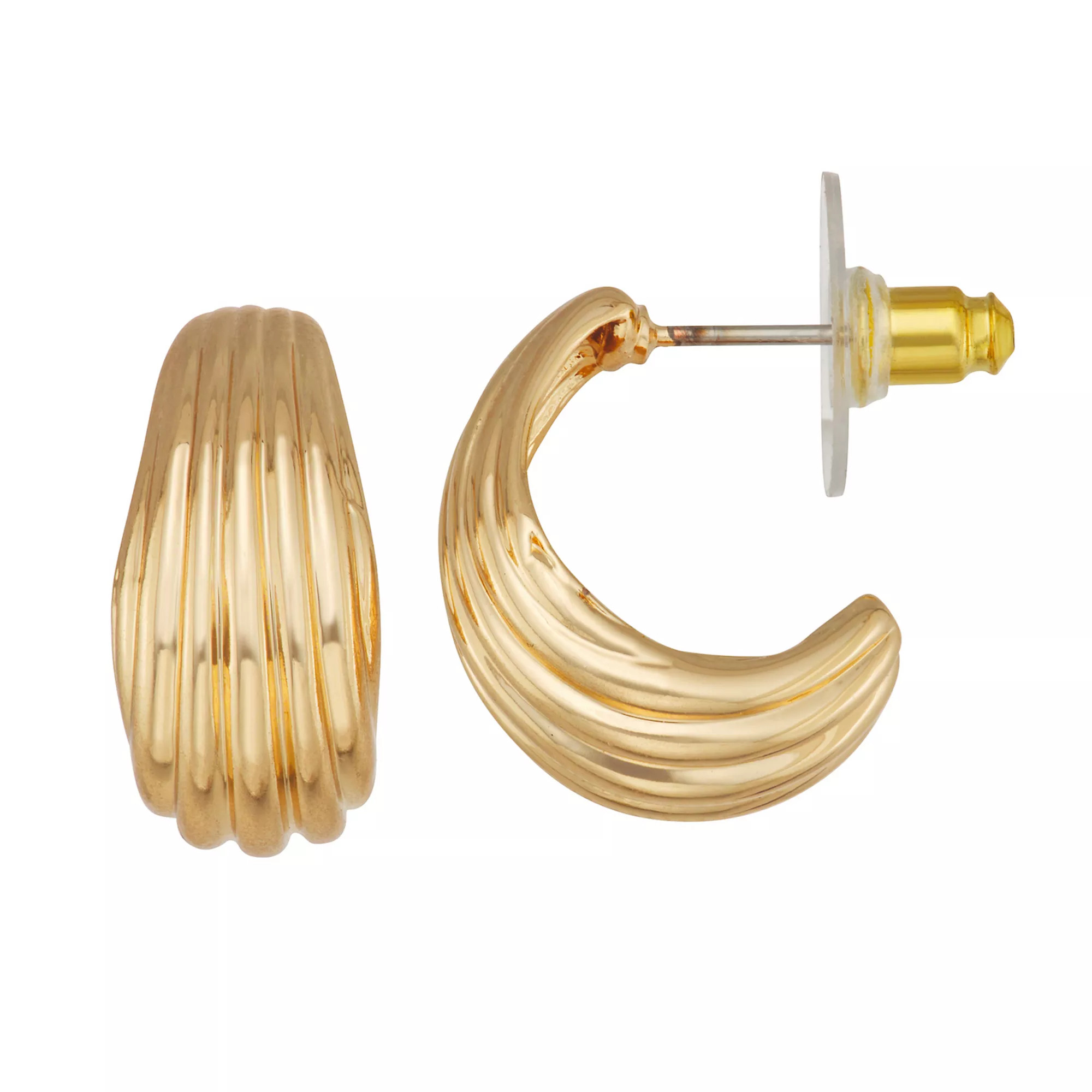 Nine West Gold Tone Textured Huggie Post Earrings | Kohl's