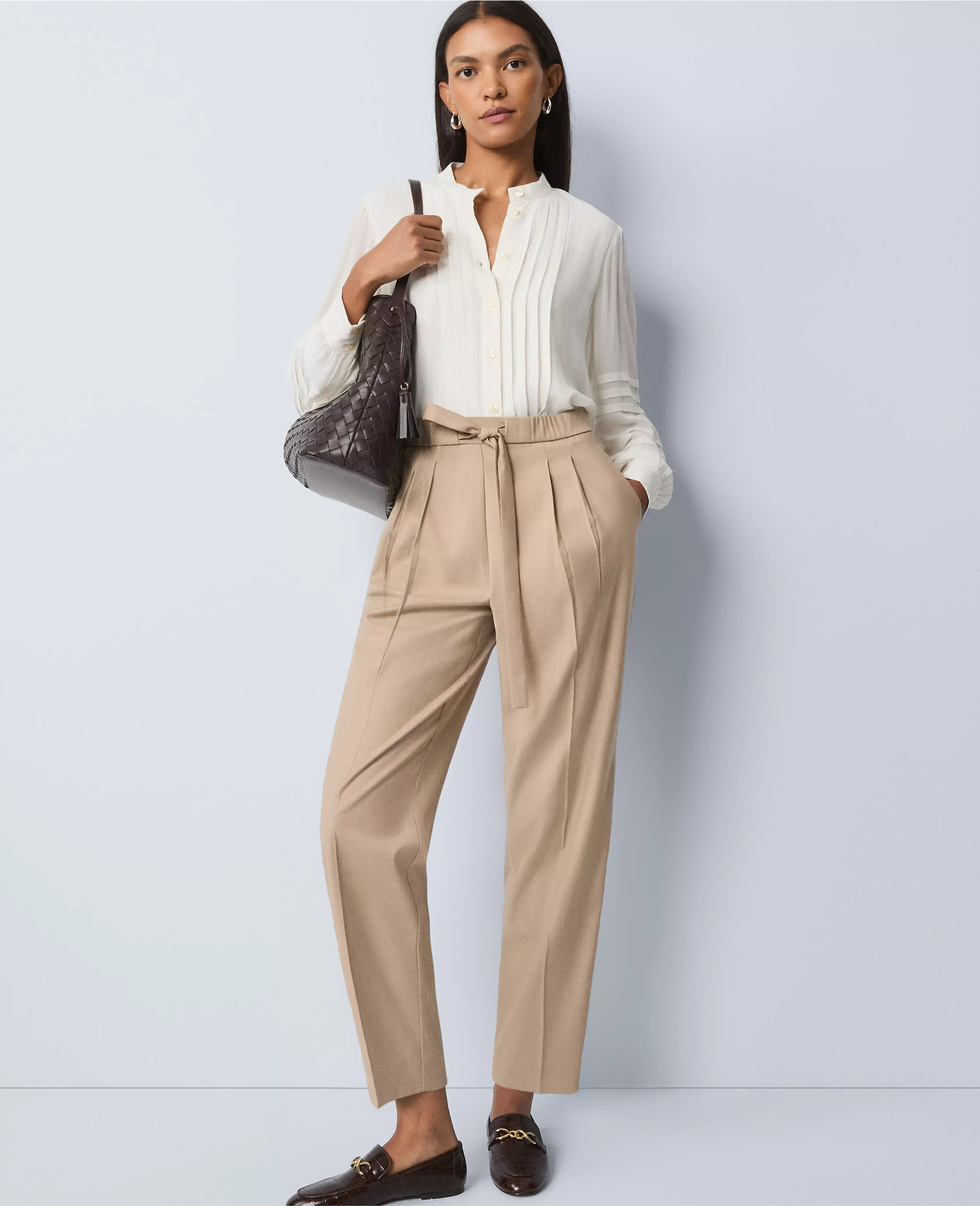 Petite Weekend Collection High Rise Tapered Pant | Ann Taylor