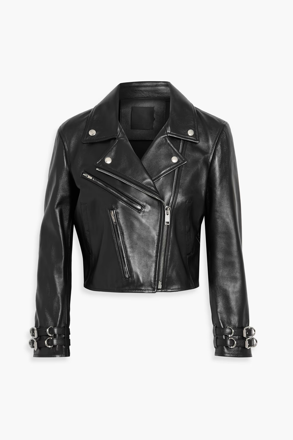 Cropped leather biker jacket - black - One Size | The Outnet (US and CA)