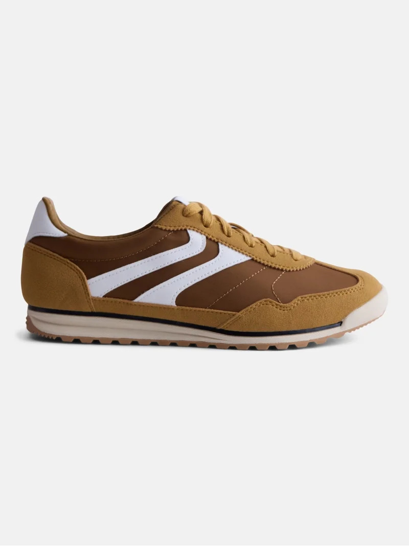 No Boundaries Women's Faux Leather and Suede Retro Inspired Lace Up Sneakers | Walmart (US)