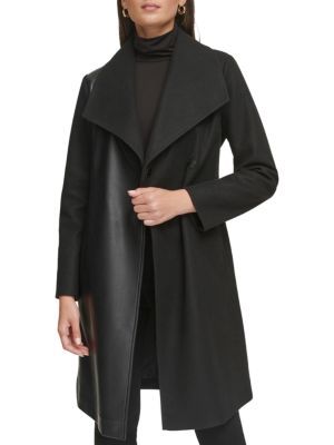 Kenneth Cole Faux Leather Wrap Coat on SALE | Saks OFF 5TH | Saks Fifth Avenue OFF 5TH