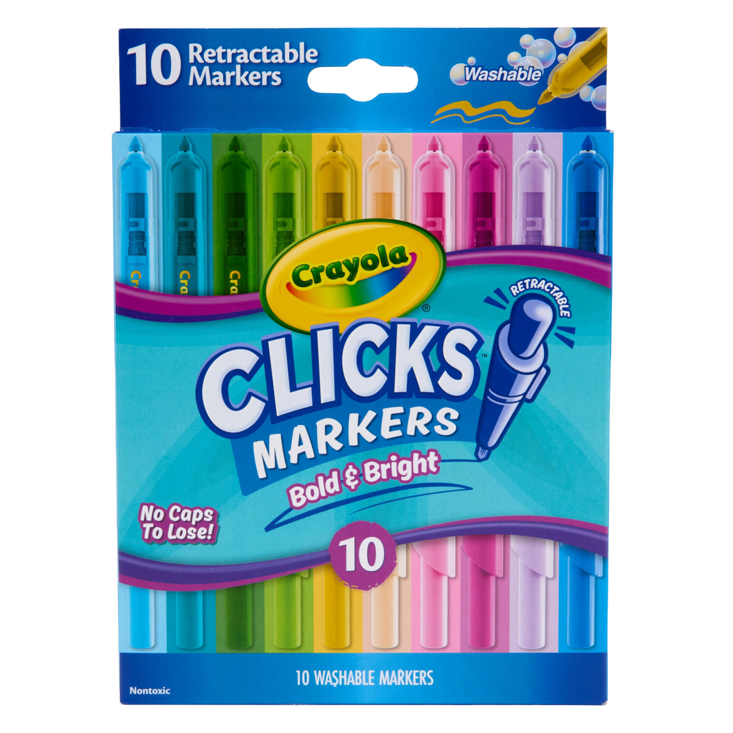 Crayola Clicks Retractable Markers - Bold (10ct), Stocking Stuffers for Kids & Toddlers, Christma... | Amazon (US)