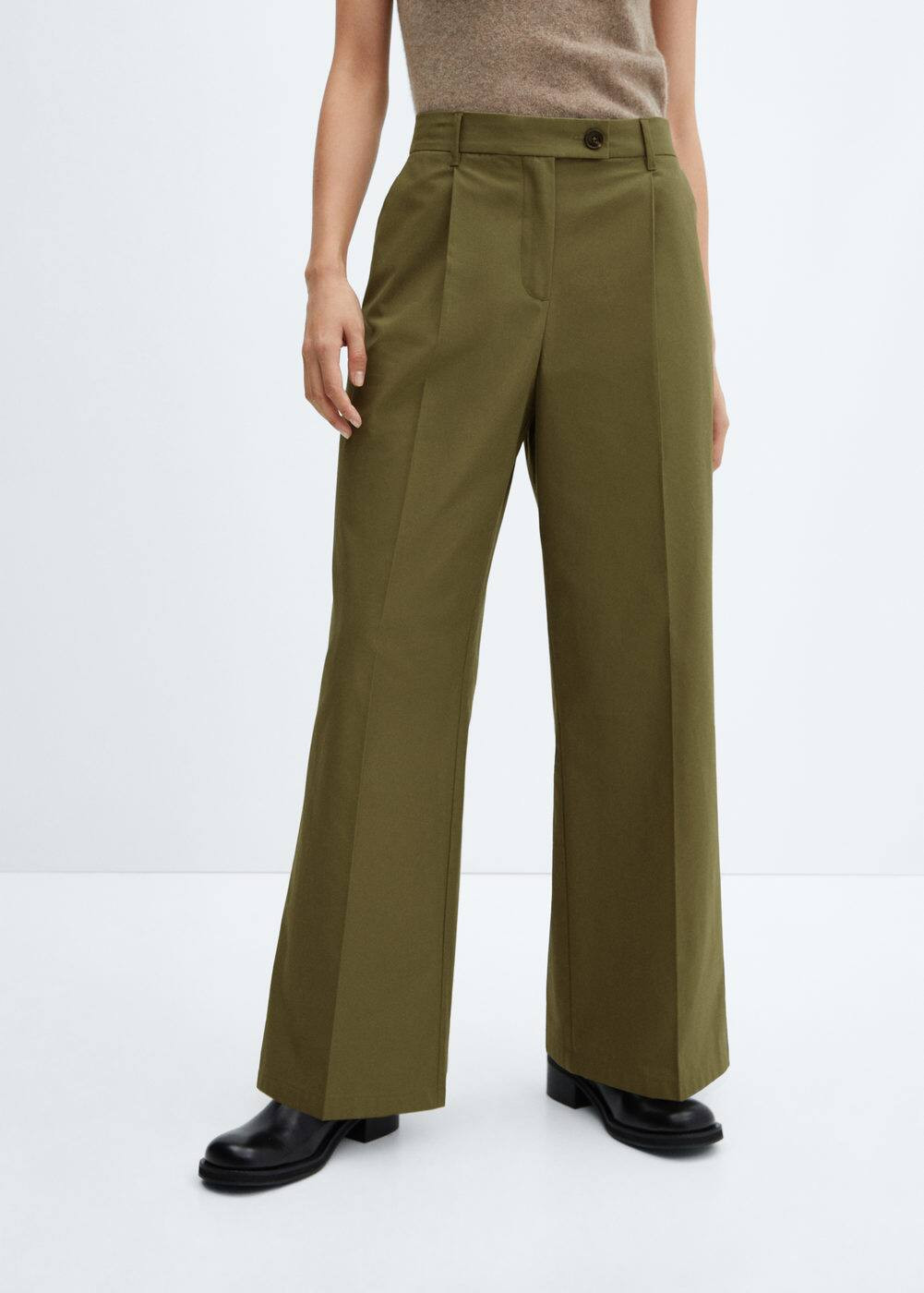 Wideleg pleated pants -  Women | Mango USA | MANGO (US)