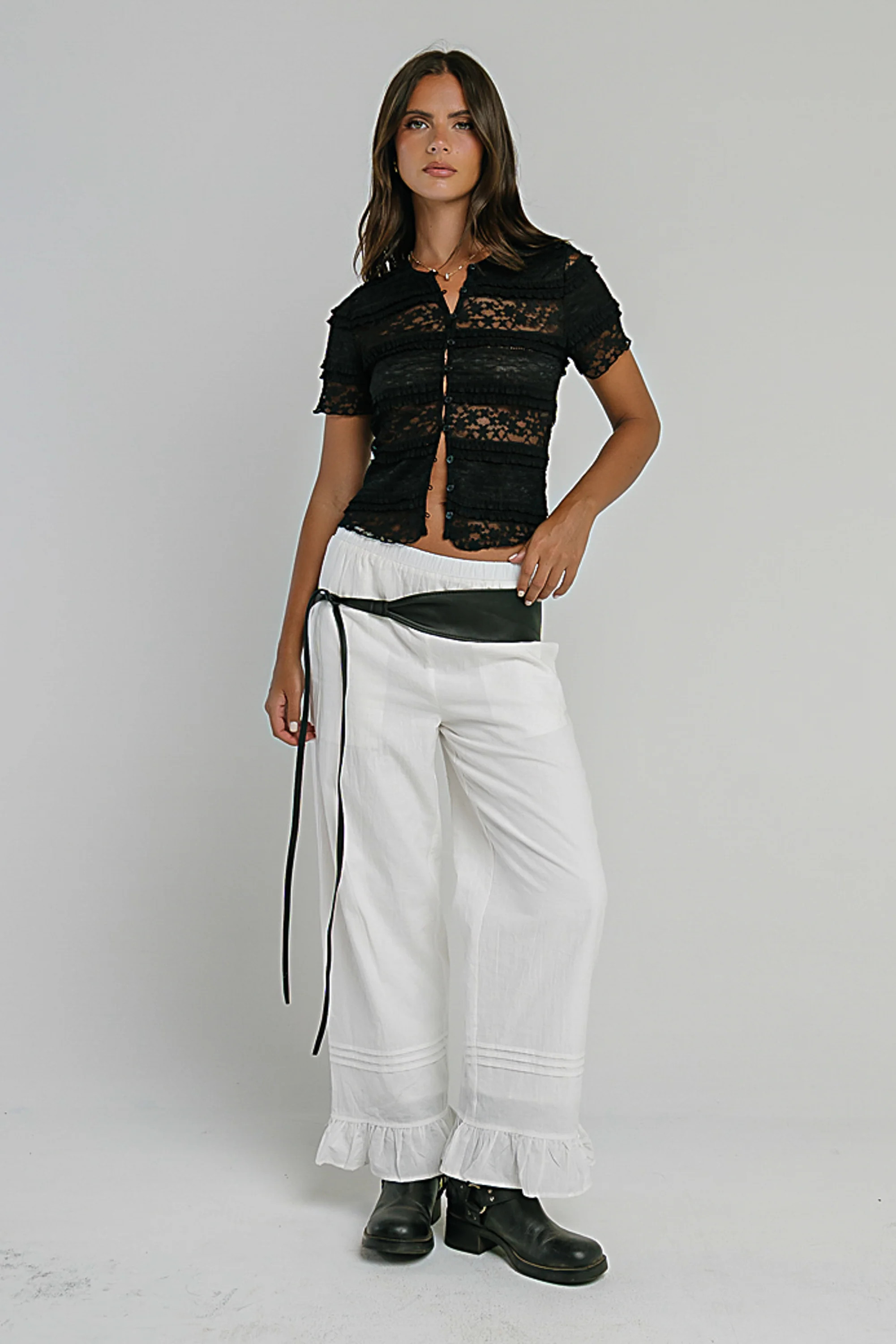 Alora Wide Leg Pants in Ivory | Böhme US