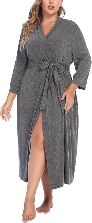IN'VOLAND Womens Plus Size Kimono Robes Long Knit Bathrobe V Neck Ladies Loungewear Lightweight S... | Amazon (US)