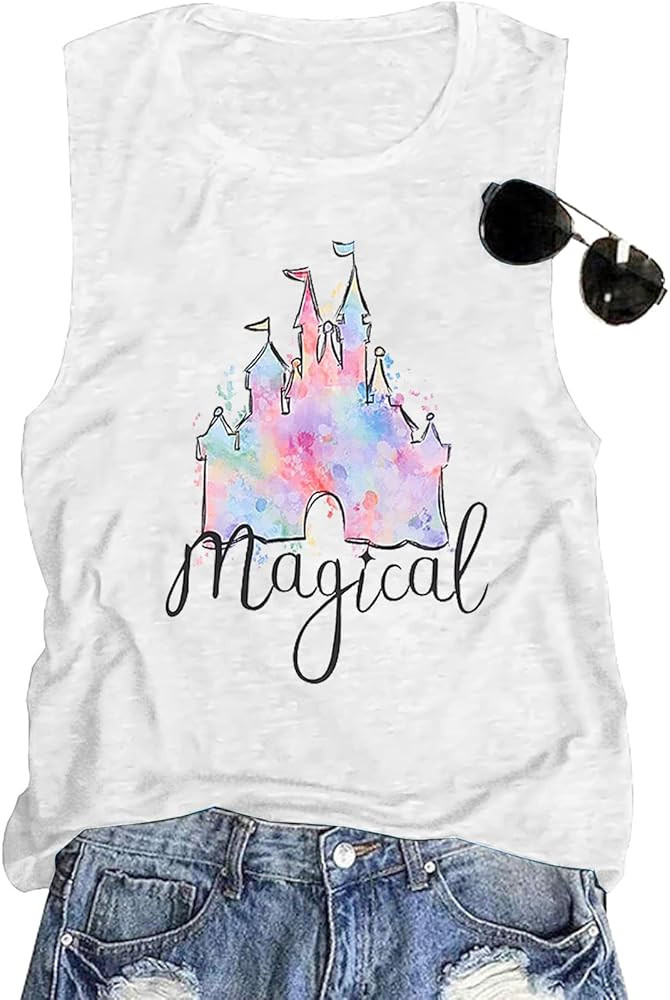 LUKYCILD Magic Castle Tank Top Girls Trip Shirts for Women Holiday Vacation Sleeveless Tops | Amazon (US)