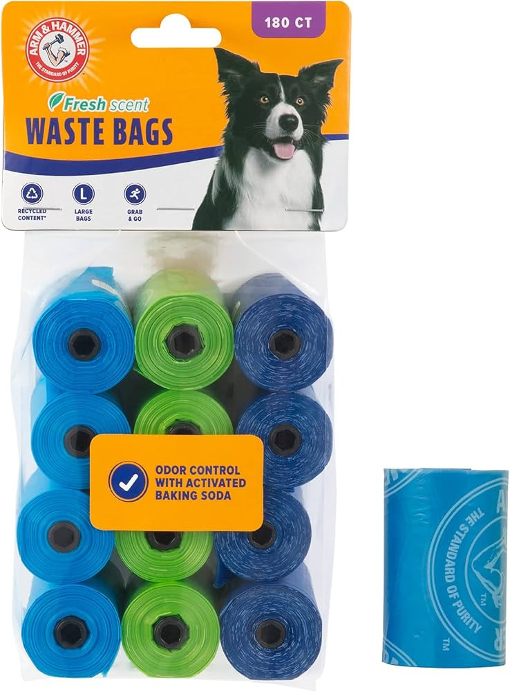 Arm & Hammer Easy-Tear Disposable Dog And Cat Waste Bags With Activated Baking Soda, 180 Dog Poop... | Amazon (US)