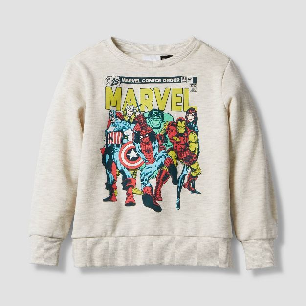 Toddler Boys' Marvel Solid Pullover Sweatshirt - Oatmeal | Target