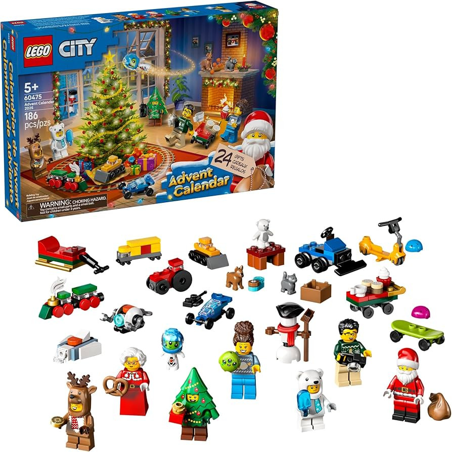 LEGO City Advent Calendar 2025 Kids Toy - Holiday Countdown Playset W/Santa & Mrs. Claus Minifigu... | Amazon (US)