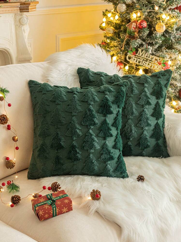 1pc Embroidered Christmas Tree Pillow Cover | SHEIN