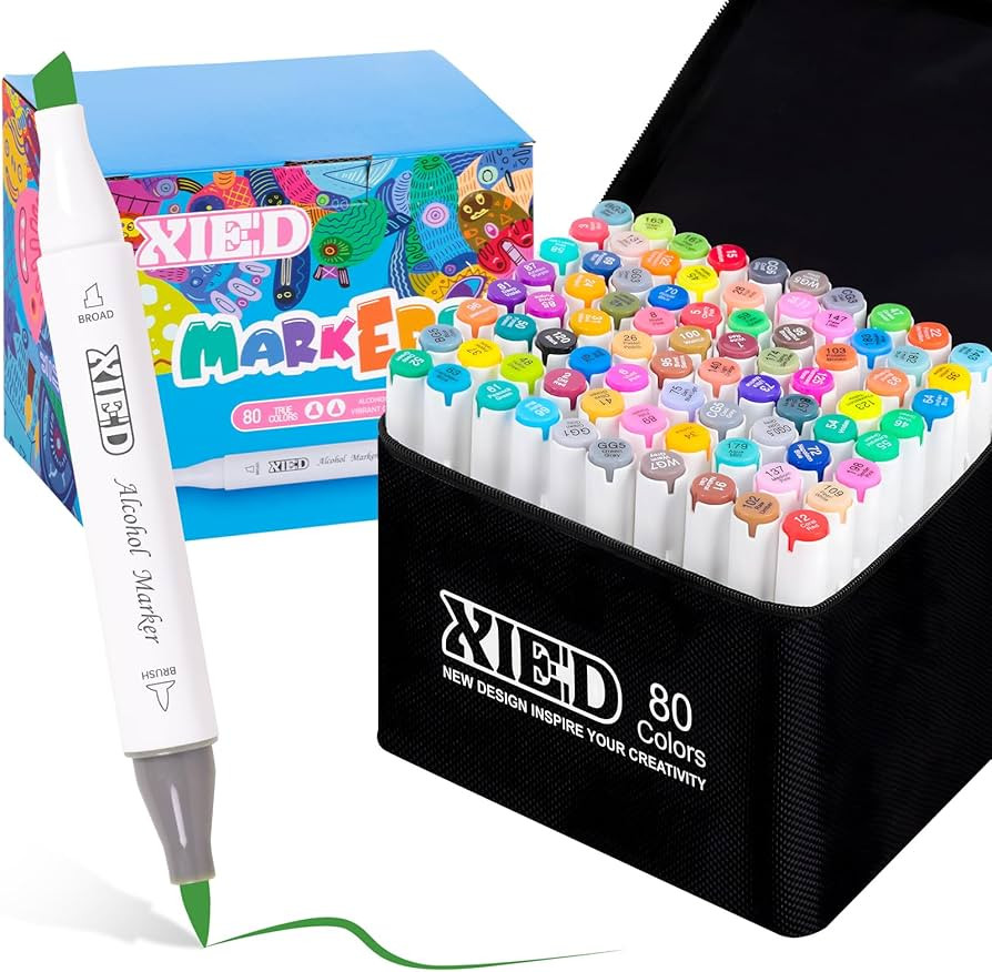 Alcohol Markers, 80 Colors Chisel & Brush Tip Coloring Markers Set, Double Tipped Markers Set for... | Amazon (US)