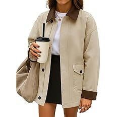 ZESICA Women's Trendy Casual Oversized Barn Jackets 2026 Spring fall Lightweight Contrast Collar ... | Amazon (US)