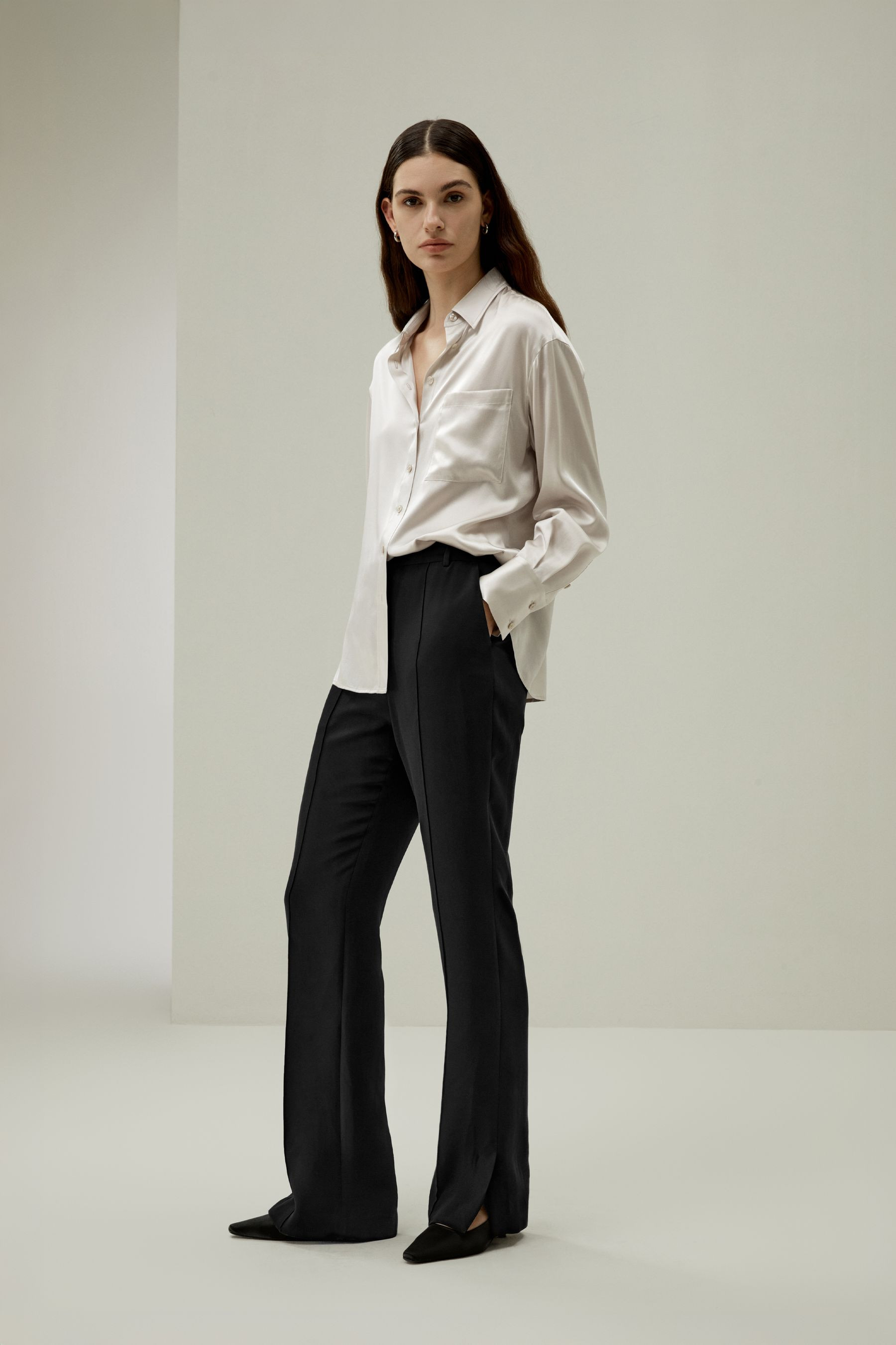 Casual Spread Collar Silk Shirt | LilySilk