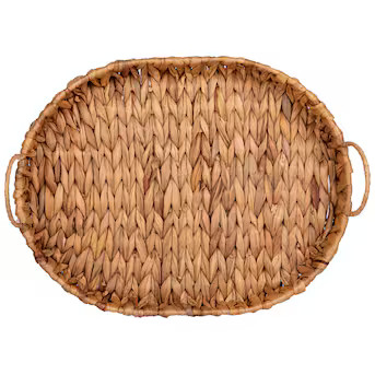 allen + roth Brown/Tan Rattan Modern Decorative Tray | Lowe's