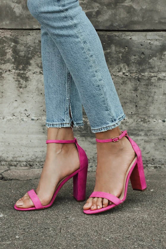 Taylor Fuchsia Suede Ankle Strap Heels | Lulus (US)