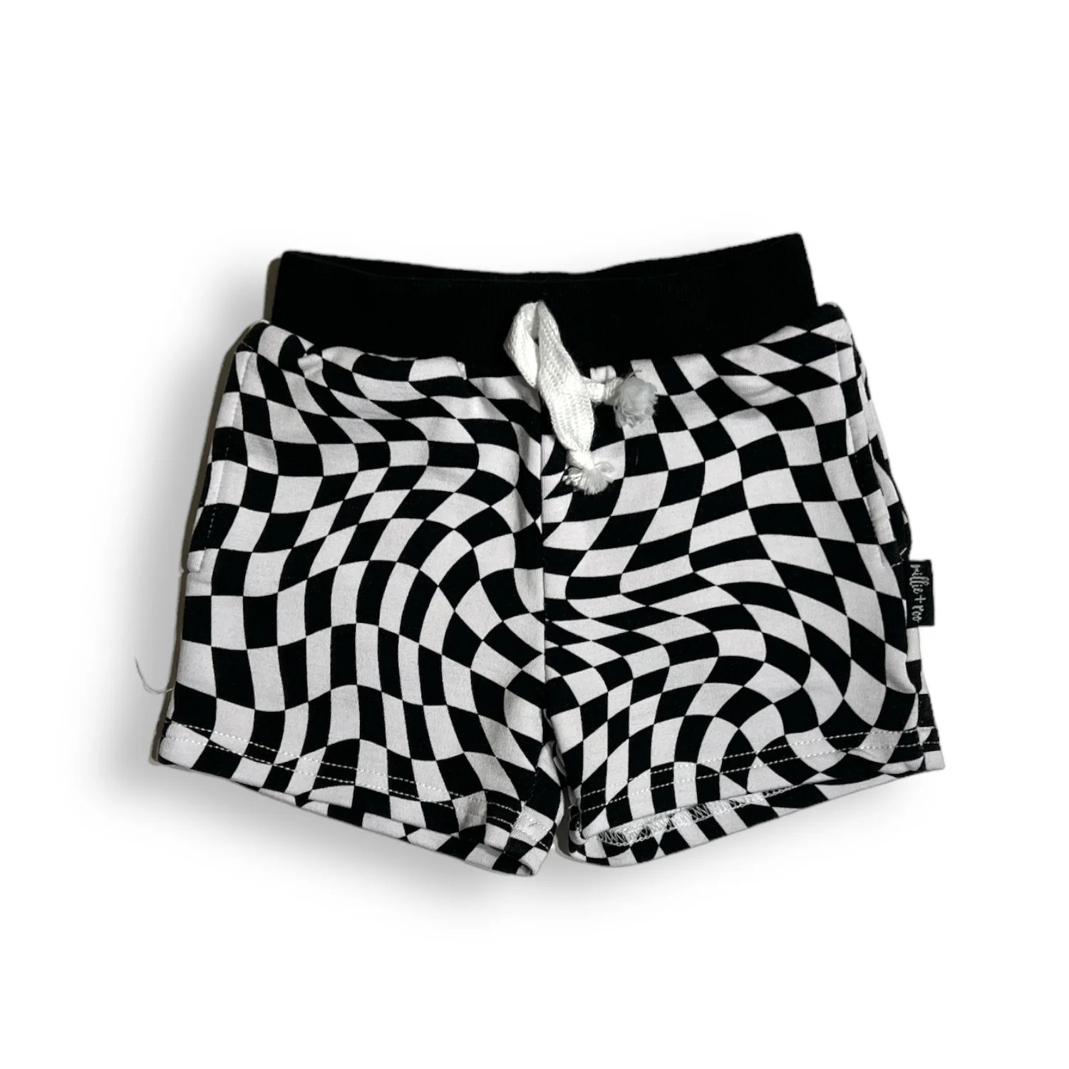 BAMBOO JOGGER SHORTS- Black Dizzy Check | millie + roo