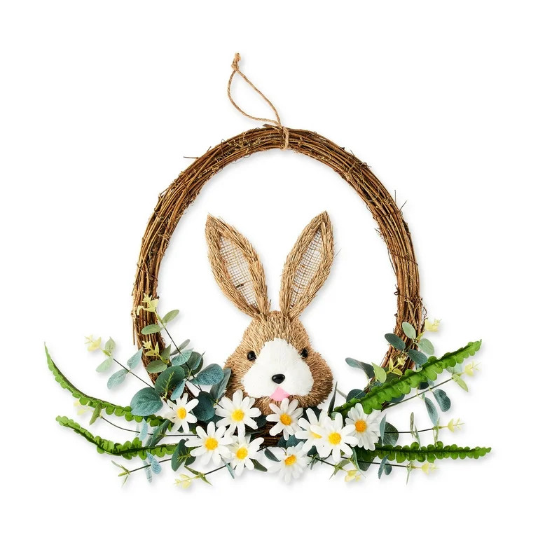 Way to Celebrate Multi-Color Sisal Bunny Wreath Decoration, 16.5inch Height | Walmart (US)