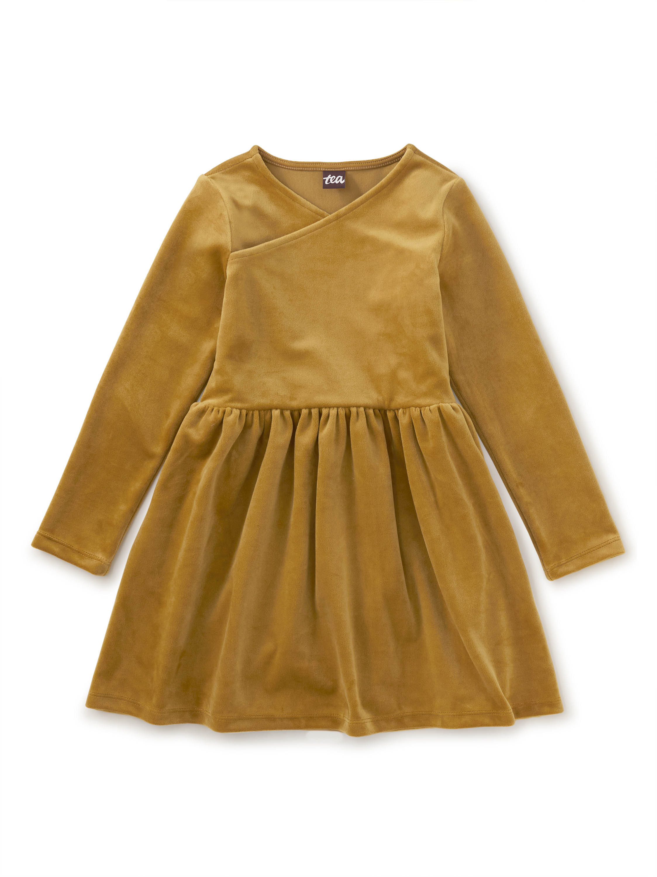 Velour Wrap Neck Dress | Tea Collection