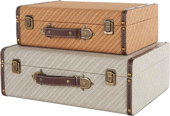 Deco 79 Wooden Decorative Trunk Vintage Studded Woven Storage Decorative Large Boxes with Bronze ... | Amazon (US)