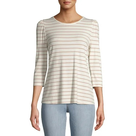Time and Tru Women's 3/4 Puff Sleeve Top | Walmart (US)