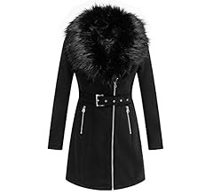 Bellivera Women Faux Leather Trench Coat Fleece-Lined Mid-length Jacket with Detachable Fur Colla... | Amazon (US)
