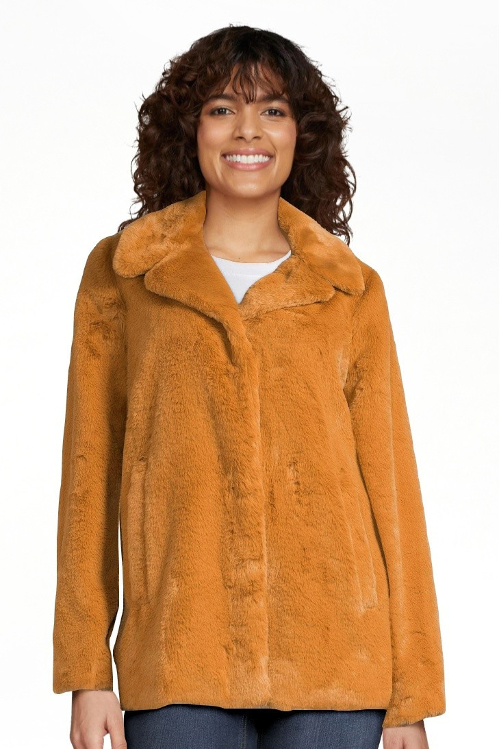 Time and Tru Women's and Plus Faux Fur Cropped Jacket - Walmart.com | Walmart (US)