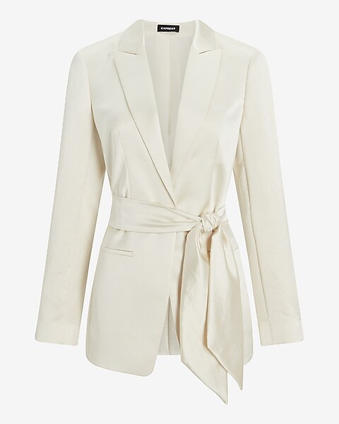 Satin Tie Waist Blazer | Express