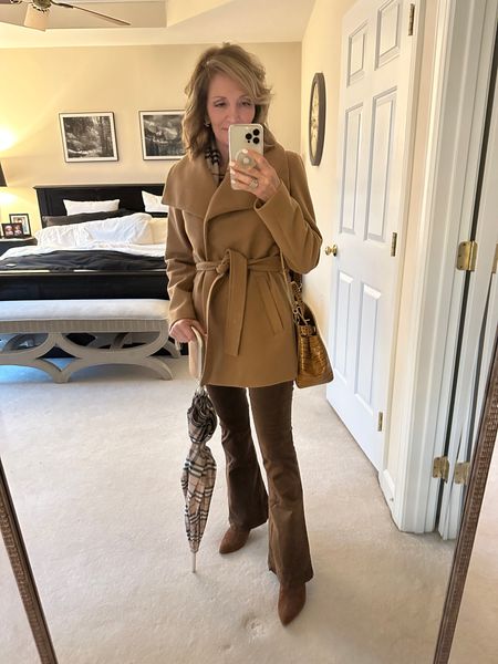 I’m ready for any weather with a cozy scarf, umbrella and wrap belted coat with rich brown tones size xsmall

#LTKover40 #LTKSeasonal #LTKshoecrush