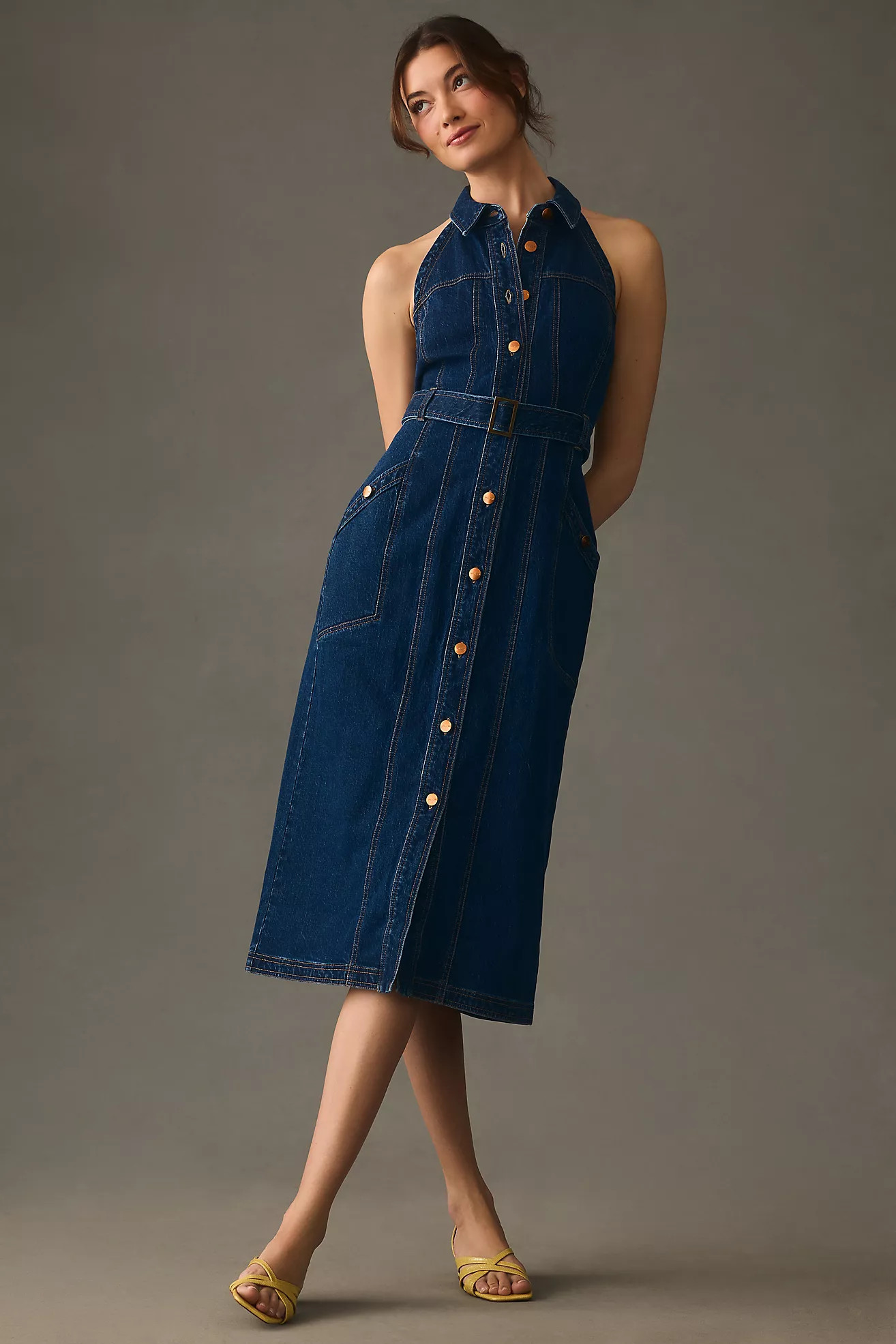 Pilcro Sleeveless Denim Midi Dress | Anthropologie (US)