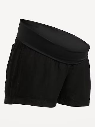 Maternity Rollover-Waist Linen Blend Shorts -- 3.5-inch inseam | Old Navy (US)