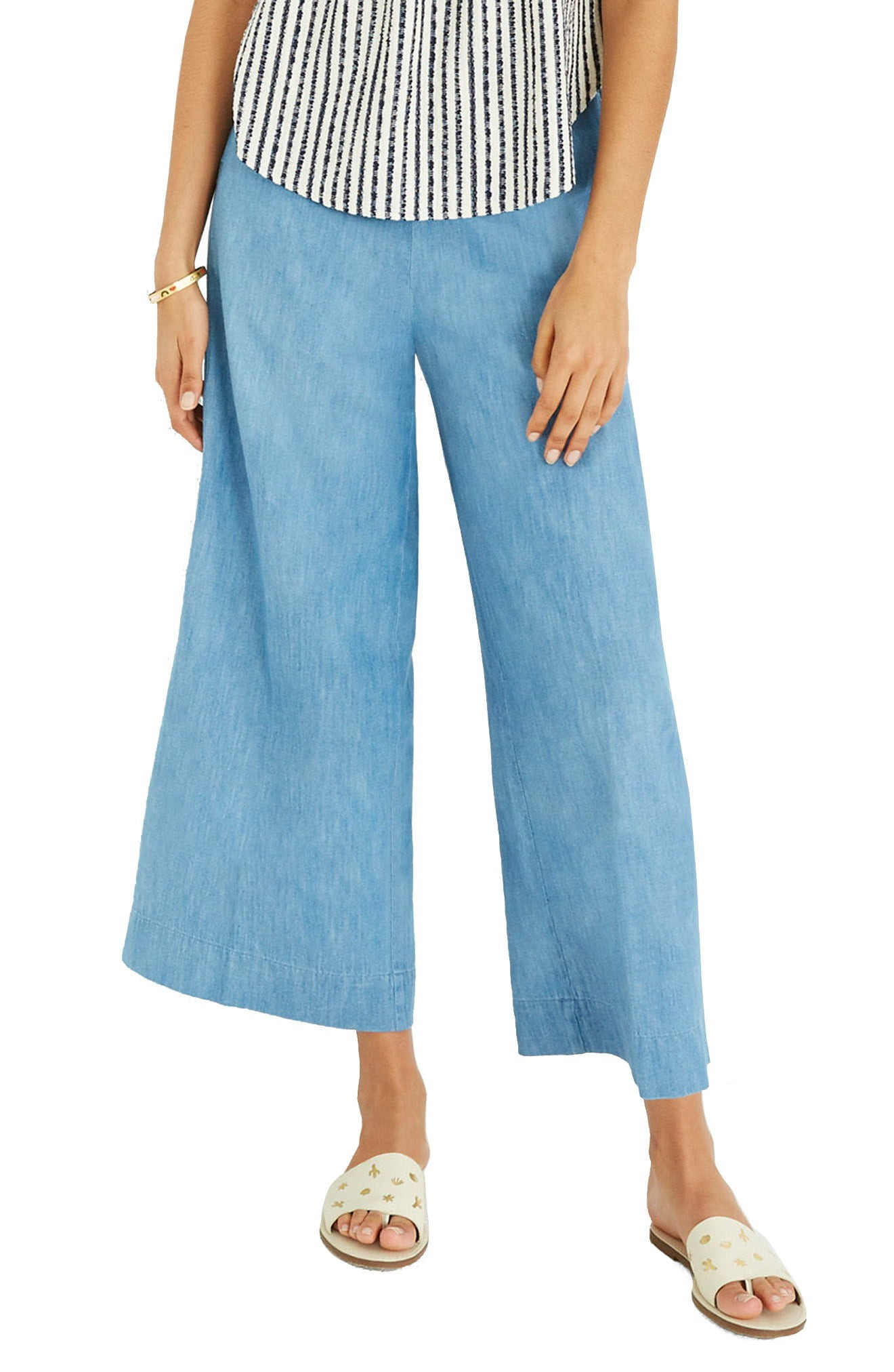 Madewell Huston Chambray Pull-On Crop Pants | Nordstrom