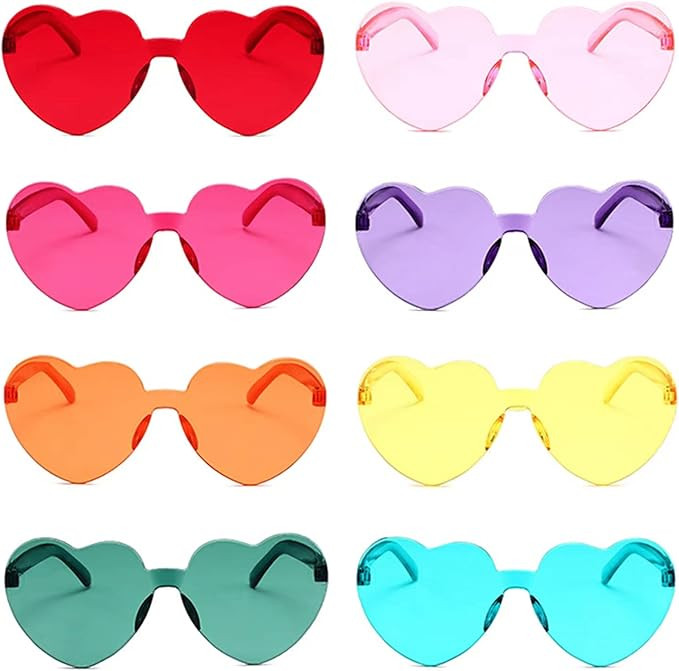 Heart Shaped Rimless Sunglasses,Jelly Fudge Series Bachelor Party Cool Sunglasses 8 Pack for Glas... | Amazon (US)