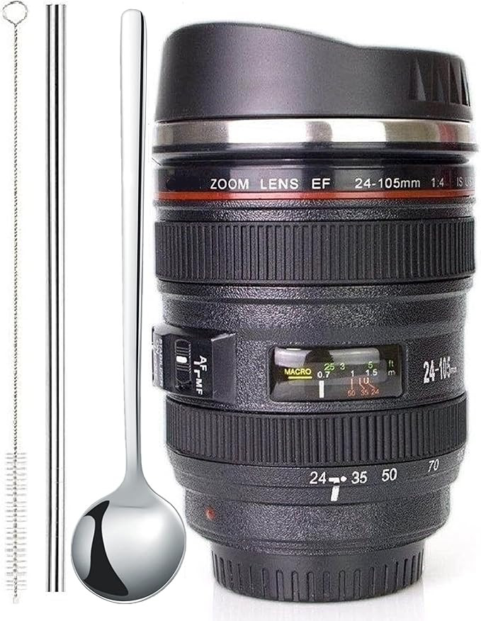 POXIWIN Camera Lens Coffee Mugs,Stainless Steel Camera Lens Cups,Unique Gift Idea for Photographe... | Amazon (US)