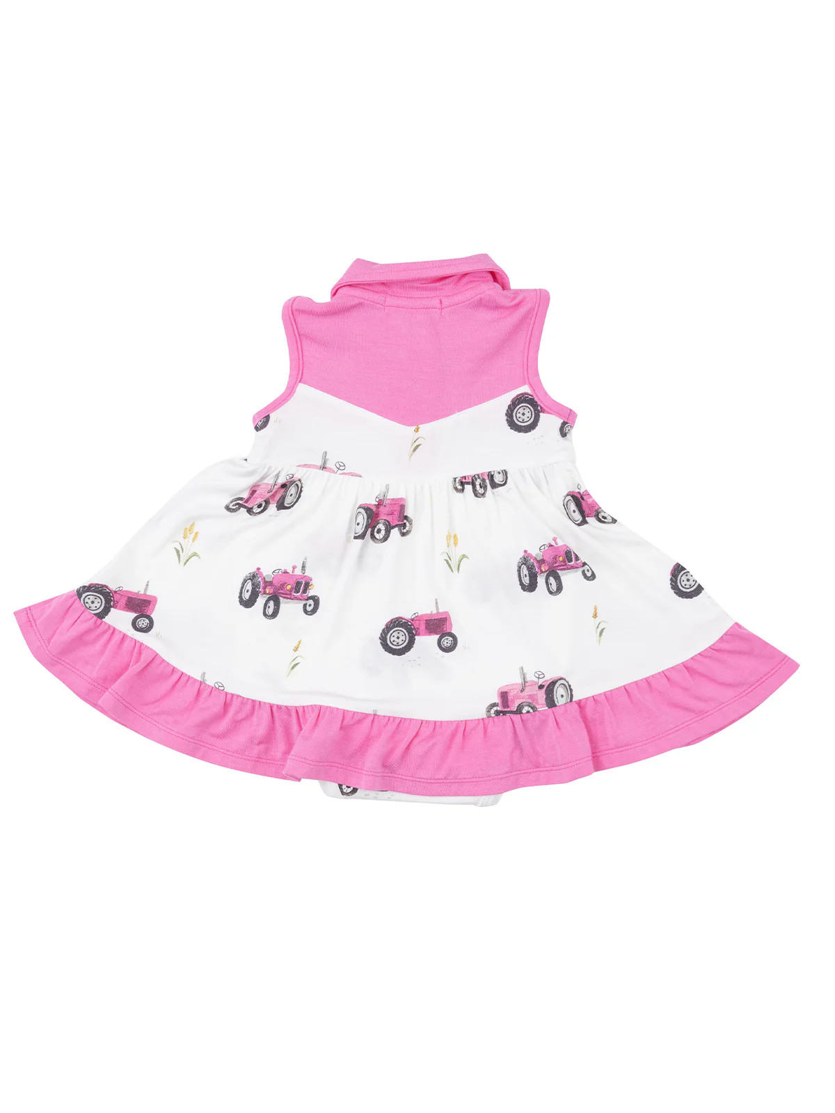 Cowboy Bodysuit Dress, Pink Tractors | SpearmintLOVE
