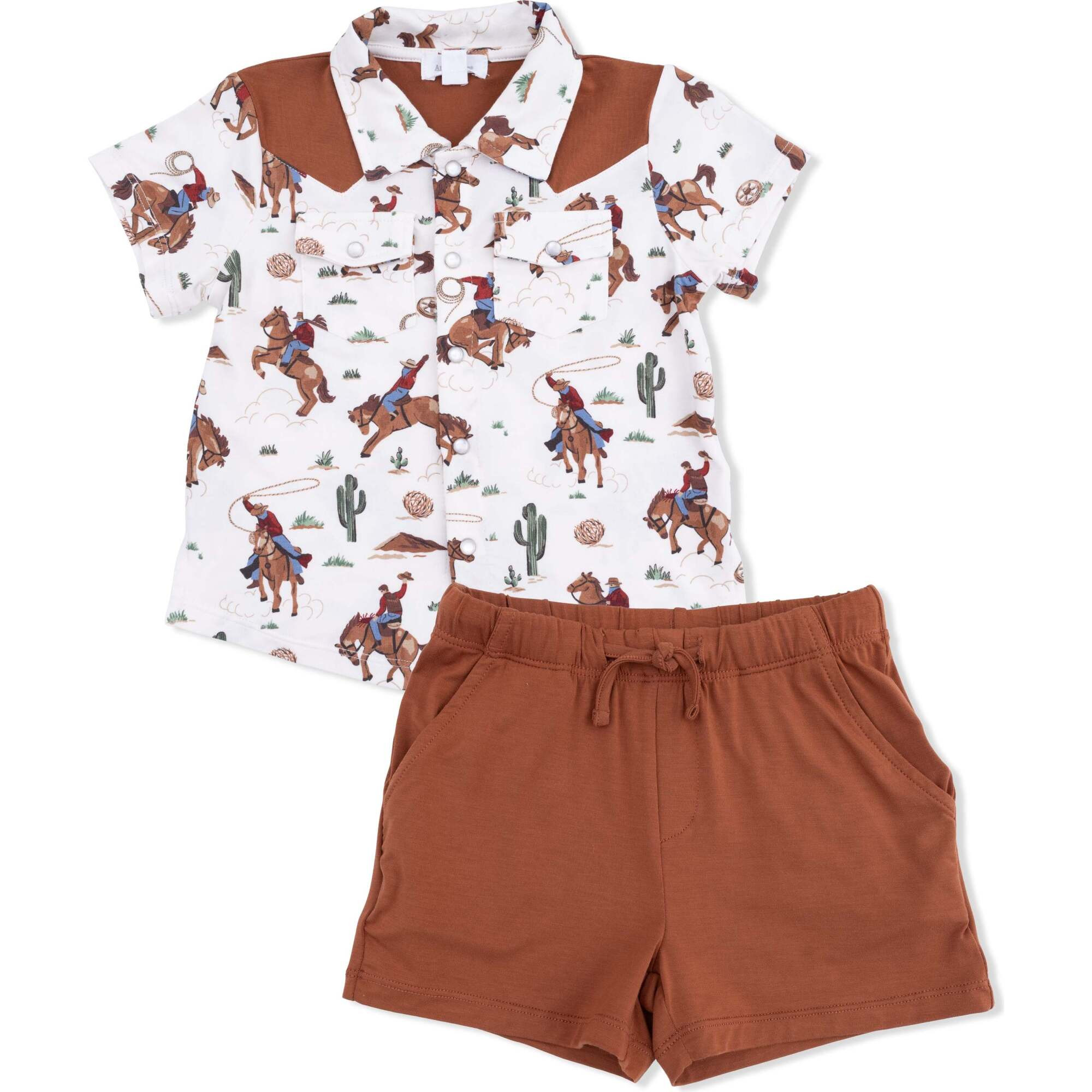 Buckaroo Western - Short Sleeve Western Pearl Snap Shirt with Casual Short | Maisonette