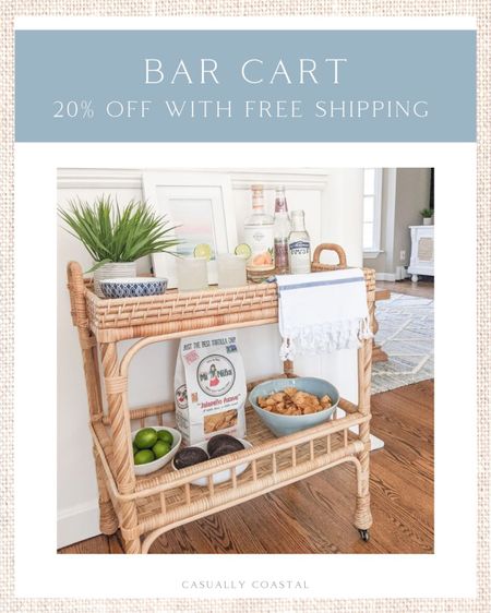 My bar cart is 20% off, with free shipping when you use code CHEERS! Serena & Lily sales only rarely include free shipping so it's an idea time to purchase if you've been looking for a bar cart!
- 
coastal decor, beach house decor, beach decor, beach style, coastal home, coastal home decor, coastal modern, coastal interiors, coastal decorating, coastal house decor, coastal farmhouse decor, neutral home decor, coastal living room, neutral living room, living room decor, coastal kitchen, coastal kitchen decor, blue and white home, blue and white decor, cane, seagrass, rattan, coastal modern living room, rattan table, sunroom decor, decor for sunroom, furniture for sunroom, sunroom furniture, bar cart decor, bar cart styling, coastal bar cart, bar cart decorations, turkish towels, turkish hand towels, turkish kitchen towel, turkish towel bathroom, turkish tea towel, turkish towel bath, hand towels bathroom, hand towels kitchen, hand towels white, hand towels for bathroom, hand towel with fringe, striped towels kitchen, beach print, white frame, white picture frame, serena and lily, serena & lily, drinking glasses set, old fashioned glasses, double old fashioned glasses, drinkware sets, cocktail glasses, cocktail gifts, fortessa glasses, clear drinking glasses, serving bowl, blue serving bowls, white serving bowls, crate and barrel serving bowl, bar cart on sale

#LTKstyletip #LTKhome #LTKsalealert