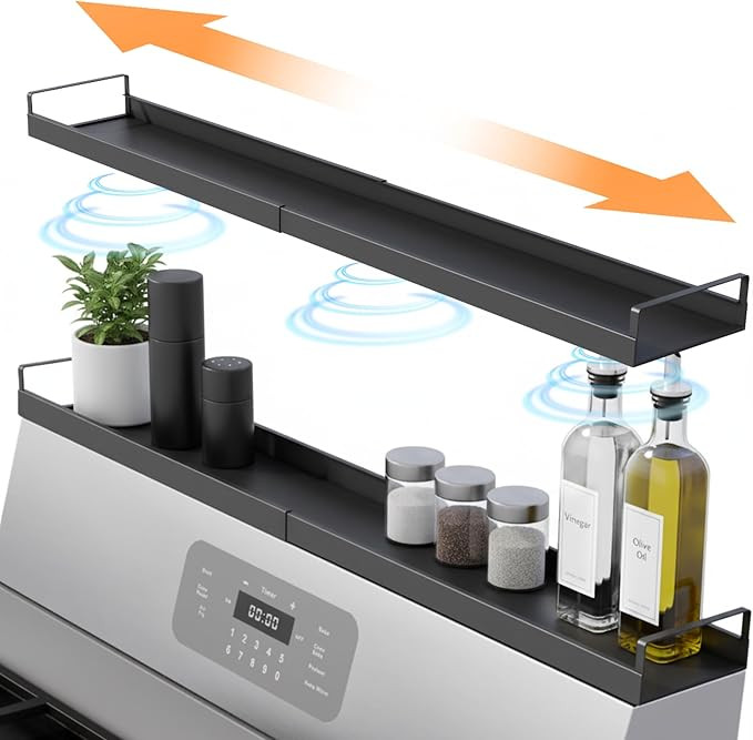 Extendable Steel Over the Stove Shelf for Back of Stove (16 to 30 Inches) Magnetic Stove Top Shel... | Amazon (US)