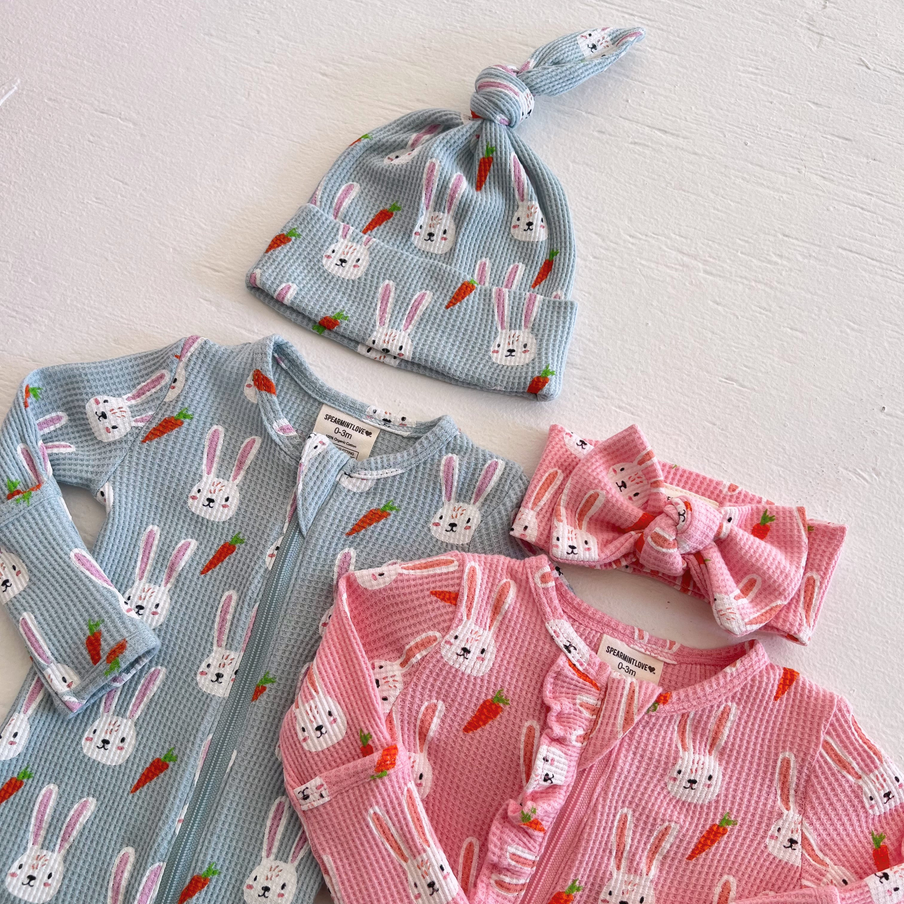 Organic Waffle Knot Bow, Sister Bunny | SpearmintLOVE