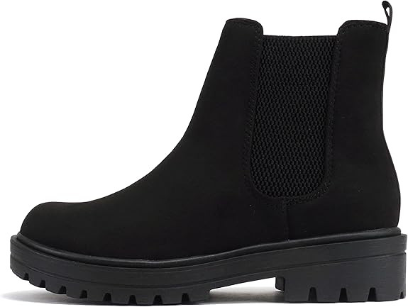 Soda Pilot ~ Women Lug Sole Low Heel Chelsea Fashion Ankle Bootie w/Double Elastic Gore | Amazon (US)