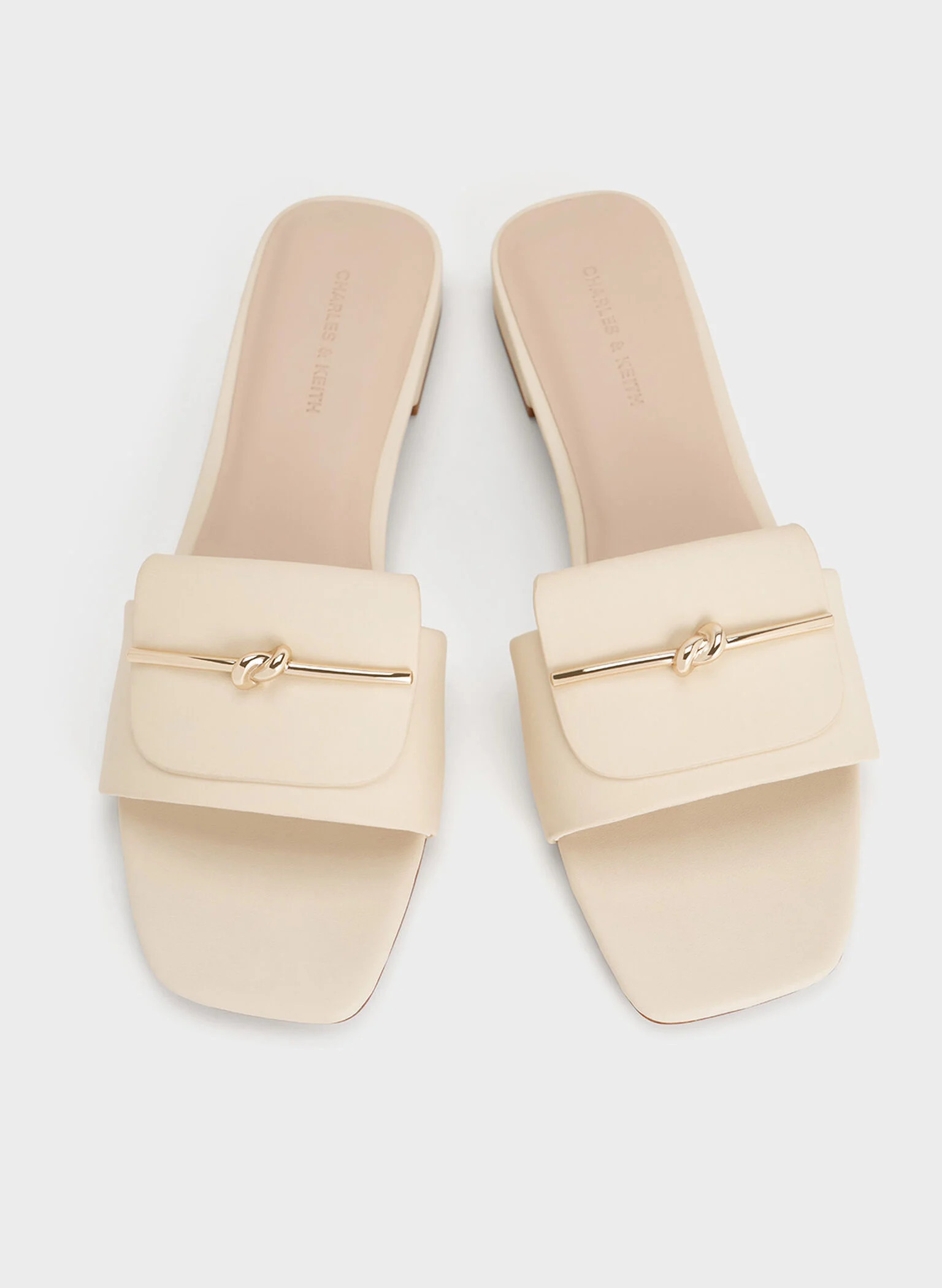 Chalk Knotted Accent Slide Sandals | CHARLES & KEITH UK | Charles & Keith UK