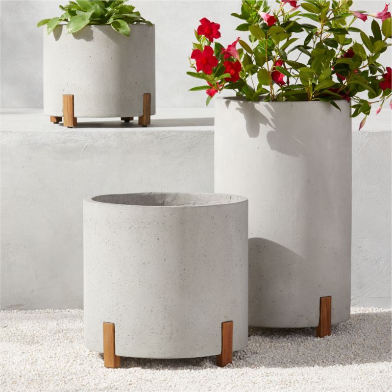 Tanta Indoor/Outdoor Modern Cement Planters | CB2 | CB2