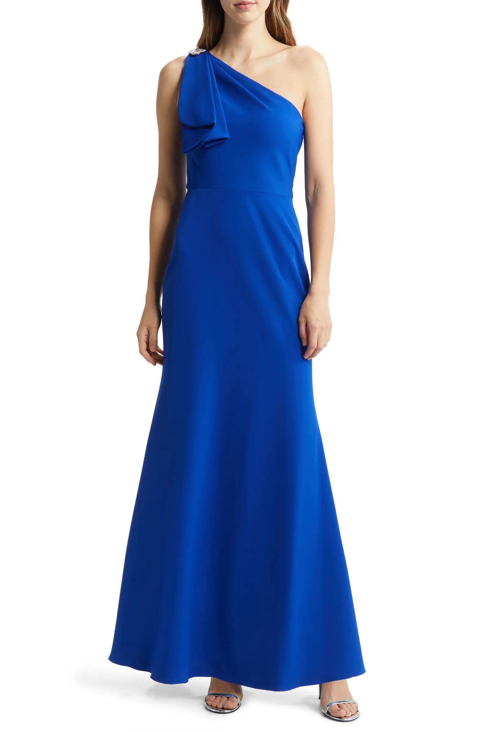 Crystal Drape Detail One-Shoulder Gown | Nordstrom