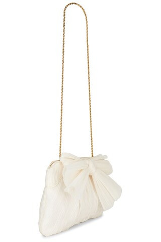 Rayne Pleated Bow Clutch in Pearl | Revolve Clothing (Global)