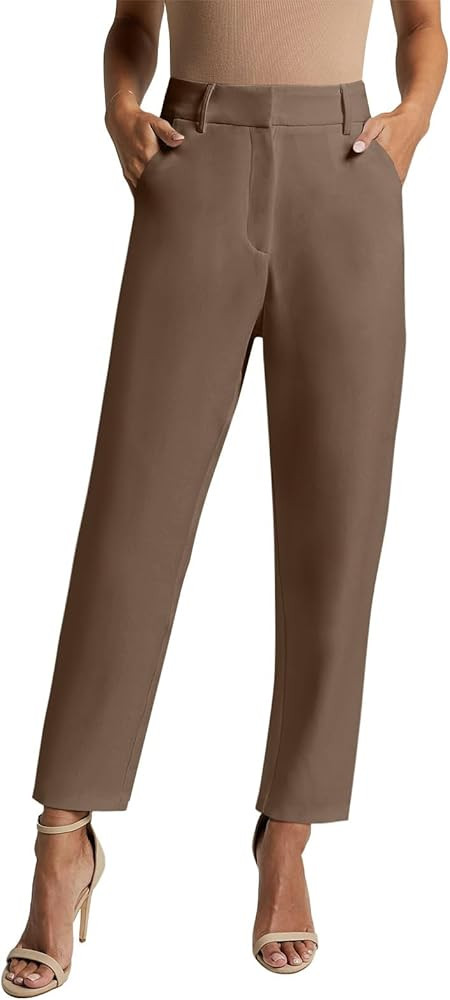 NIMIN Women High Waisted Dress Work Ankle Pants 26"/28"/30" Inseam Office Business Casual Trouser... | Amazon (US)