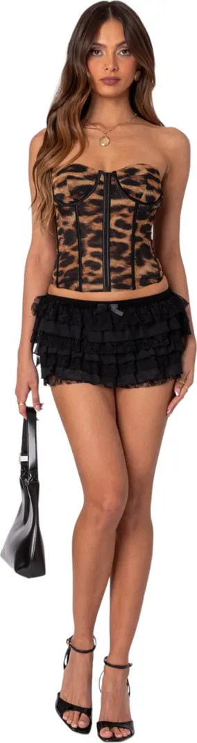 Lenox Leopard Print Mesh Corset Top | Nordstrom