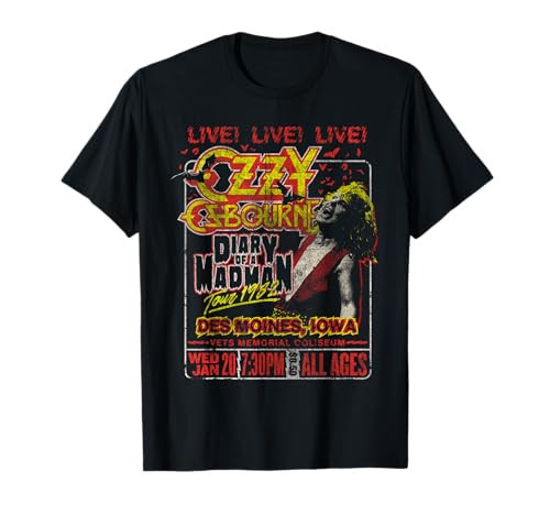 Ozzy Osbourne Diary Tour Des Moines Iowa T-Shirt | Amazon (US)