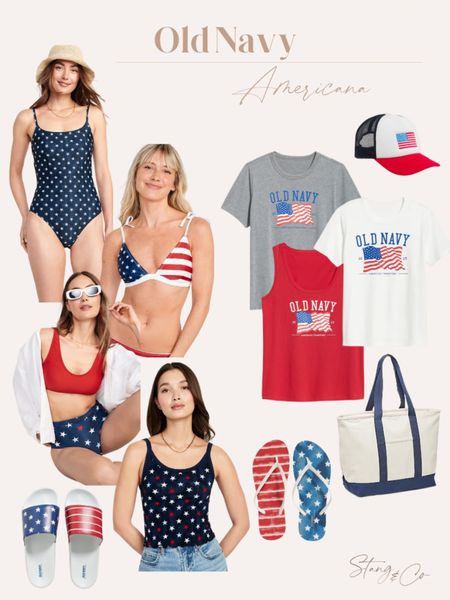 Get the perfect 4th of July outfit with these prices from Old Navy. 

One piece - bikini - two piece - Americana - Stars and Stripes - flag tee - flag hat - USA - patriotic 

#LTKswim #LTKstyletip #LTKunder50