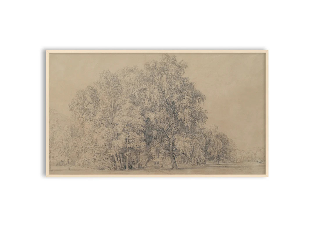 Samsung Frame TV Art Vintage Sketch, Trees Drawing, Landscape, Instant Download - Etsy | Etsy (US)